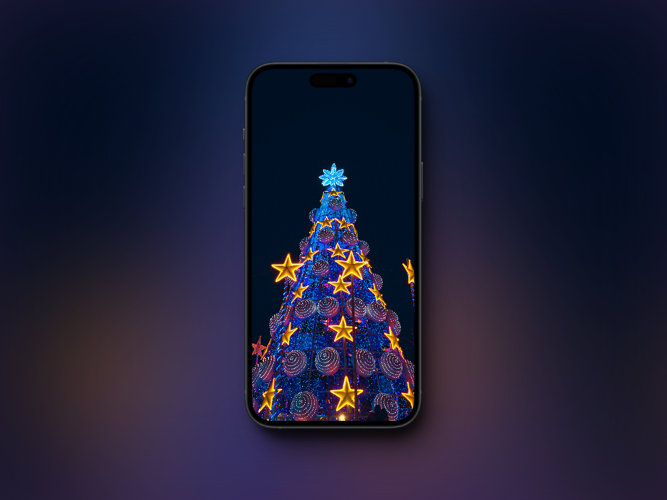 Christmas Tree Wallpaper - Blue and Red