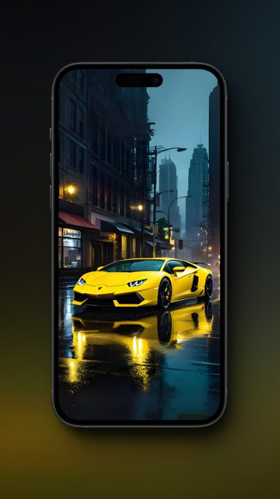 Lamborghini Car in the Rain Wallpapers